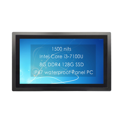 24 inç IP67 Su geçirmez gömülü dokunmatik panel PC 7H Tempered Glass Anti-Glare Treatment ile